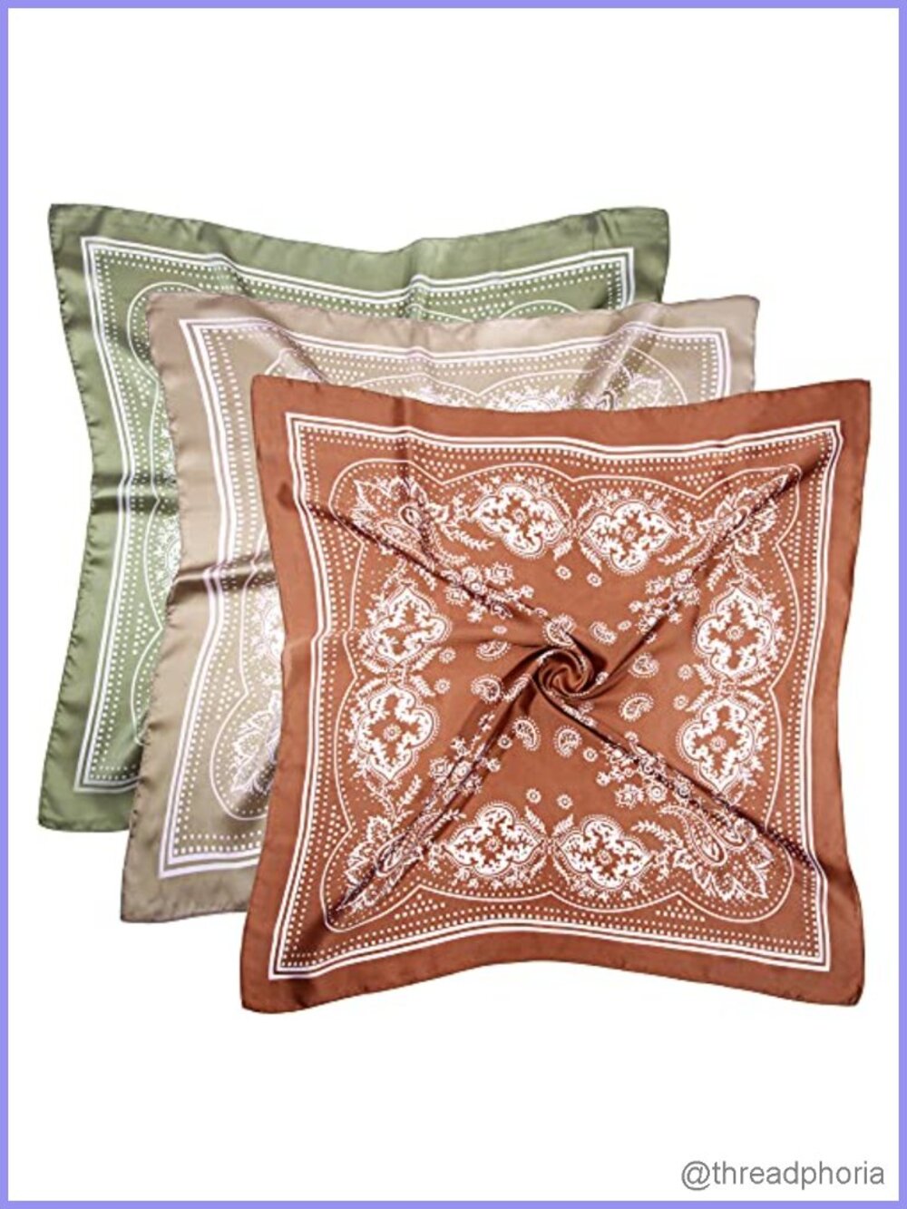 3-Pack Satin Head Scarves 27.5" Silk Hair Wraps Bandanas